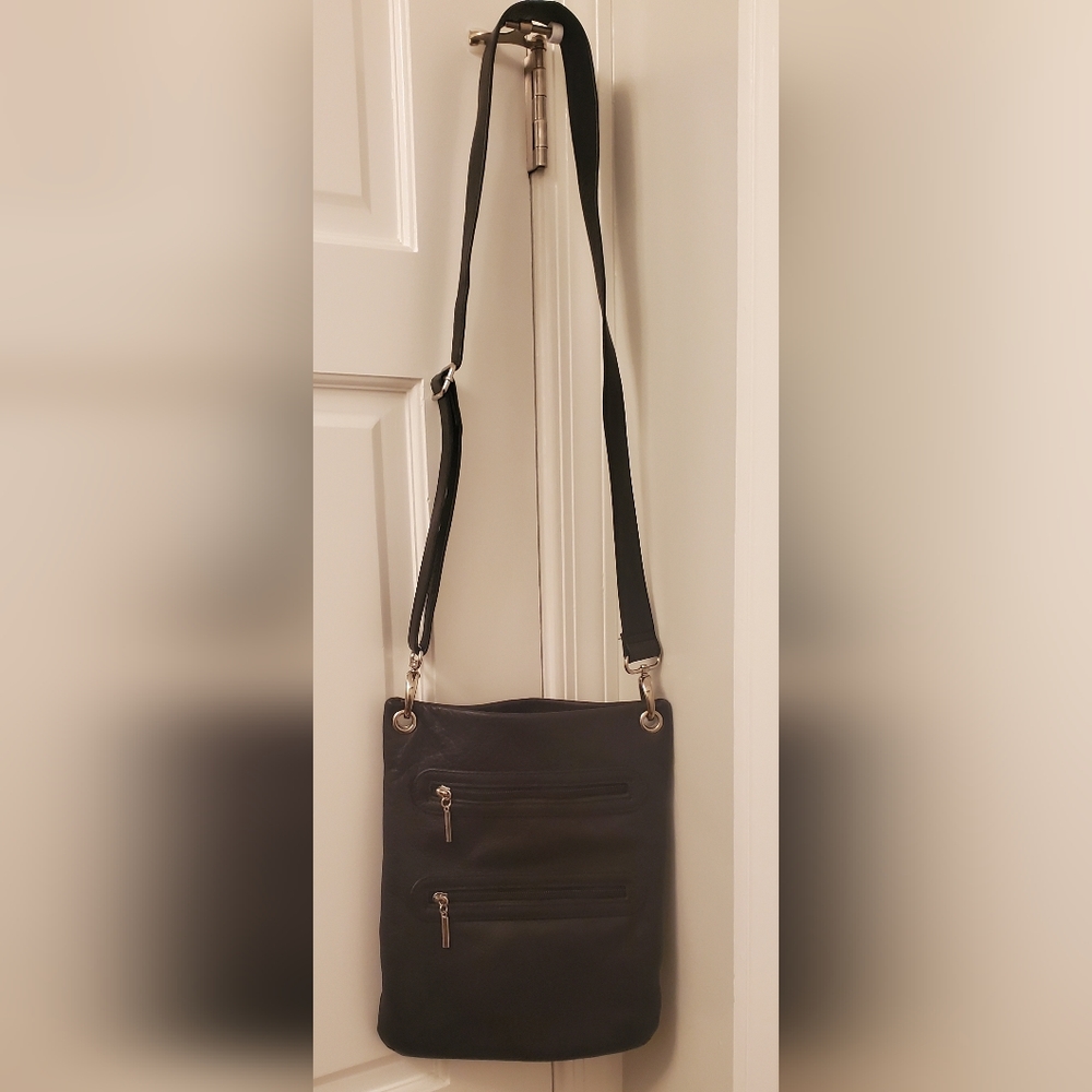 Margot Black Pebble Geniue Leather Crossbody